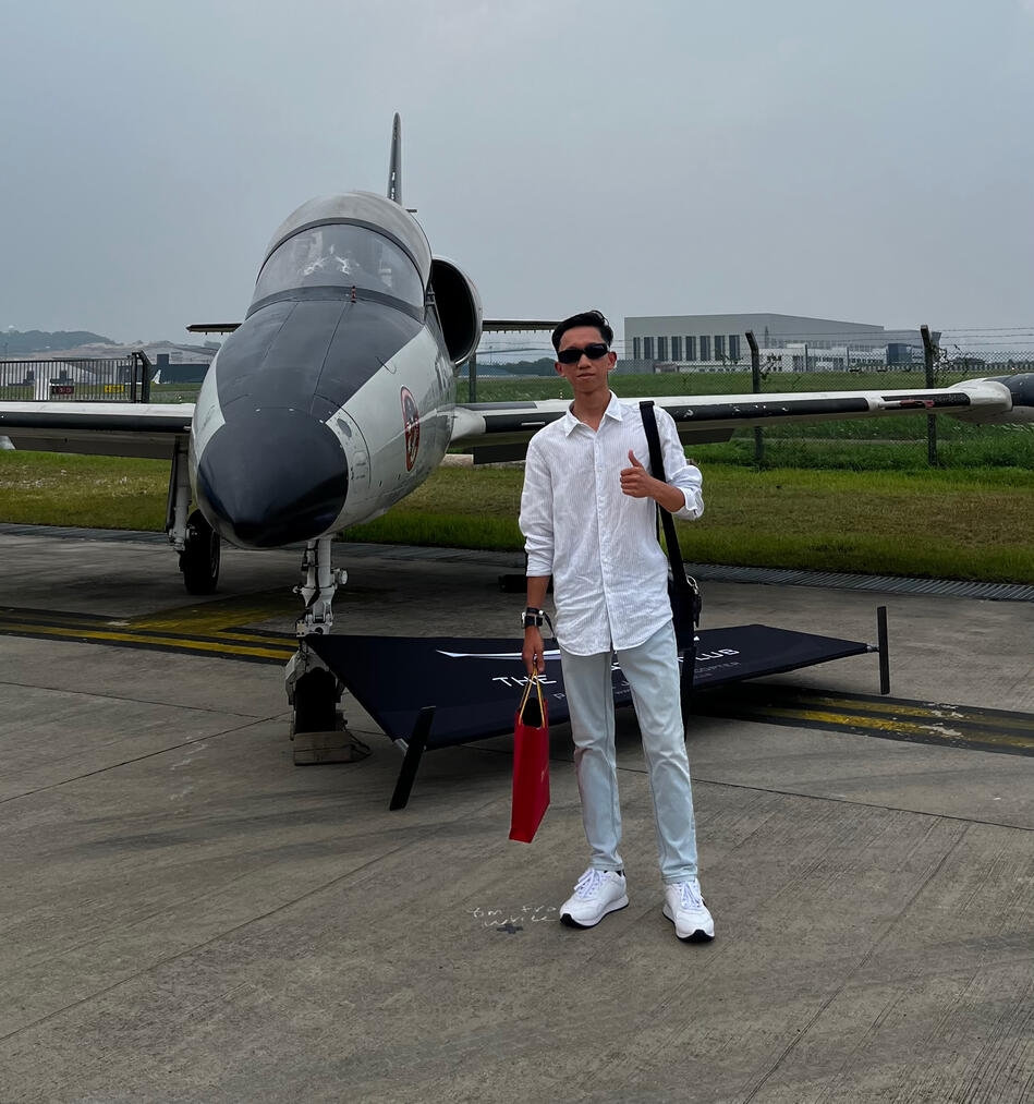 Picture of Haziq Fikri with Fighter Jet Picture of Haziq Fikri with Fighter Jet